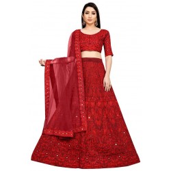 Red Heavy Embroidery Lehenga Choli