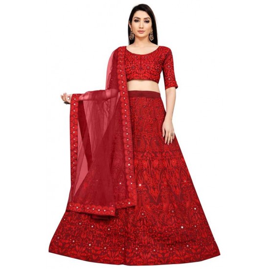 Red Heavy Embroidery Lehenga Choli