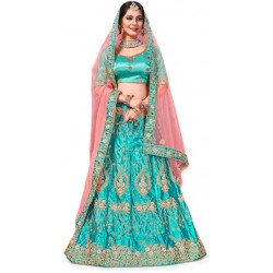 Turquoise Peach Wedding Lehenga Choli