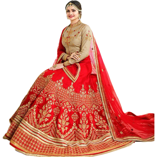 Red Golden Silk Royal Lehenga Choli