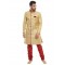Gold & Red Embroidered Brocade Sherwani 