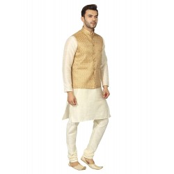 Royal Gold and Of-White Kurta And Jacket