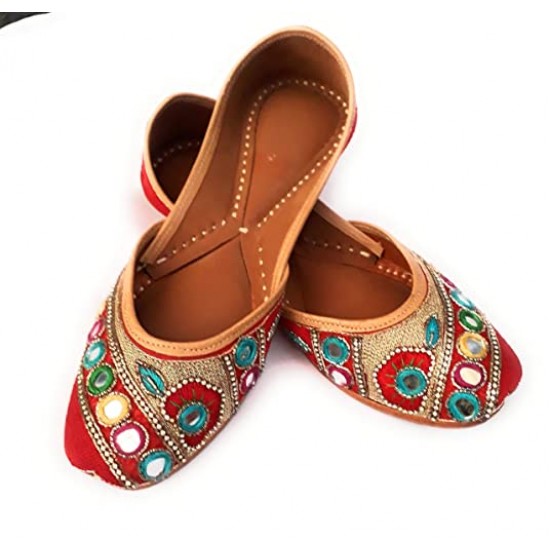 Fancy Red Worked Jutti For Women 