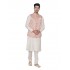 Off-White Kurta and Pink Jacket Set 