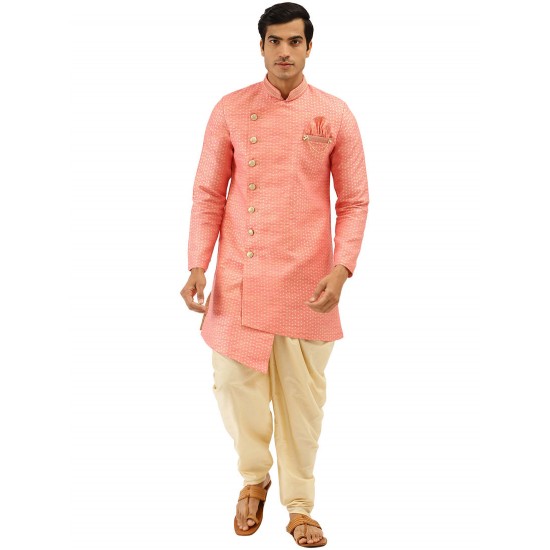 Stylish-Cut Pink Kurta Set for Men
