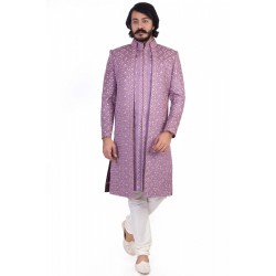 Posh Purple Silk Indo-Western Jacket Kurta Set